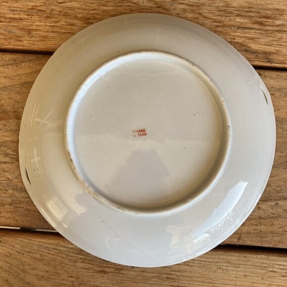 Vintage Plate Geisha Design Hand Painted Serving Dish 1930-40’s Red Rim Japanese - Picture 4 of 5